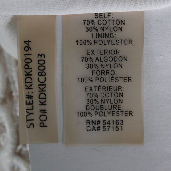 Kensie Sz 6 Ivory White Lace Overlay Lined High Neck Back Keyhole Cotton Dress