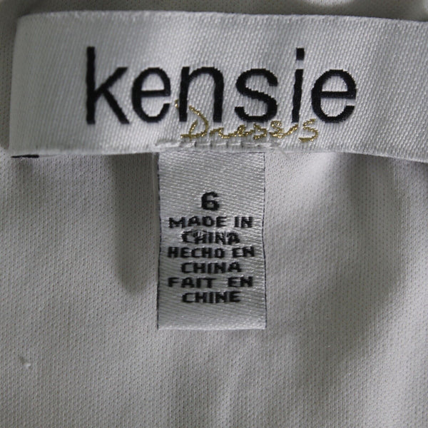 Kensie Sz 6 Ivory White Lace Overlay Lined High Neck Back Keyhole Cotton Dress