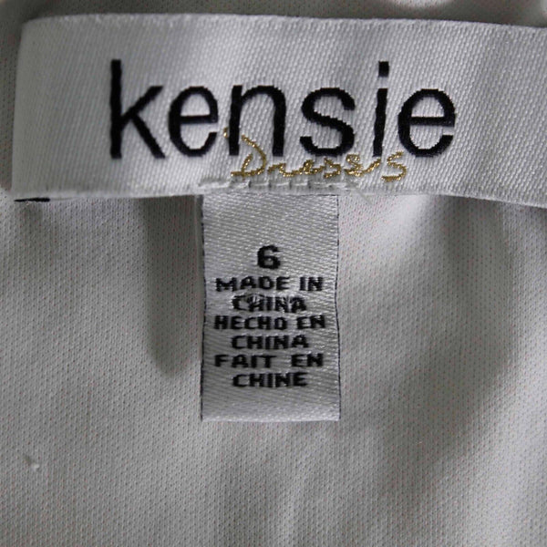 Kensie Sz 6 Ivory White Lace Overlay Lined High Neck Back Keyhole Cotton Dress