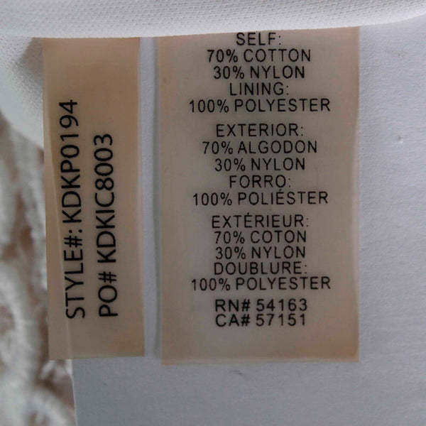 Kensie Sz 6 Ivory White Lace Overlay Lined High Neck Back Keyhole Cotton Dress