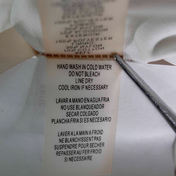 Kensie Sz 6 Ivory White Lace Overlay Lined High Neck Back Keyhole Cotton Dress