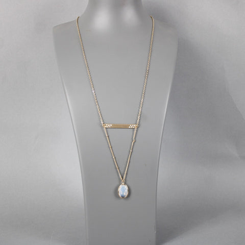 World Market NEW $15 Goldtone Clear Oval 18" Necklace