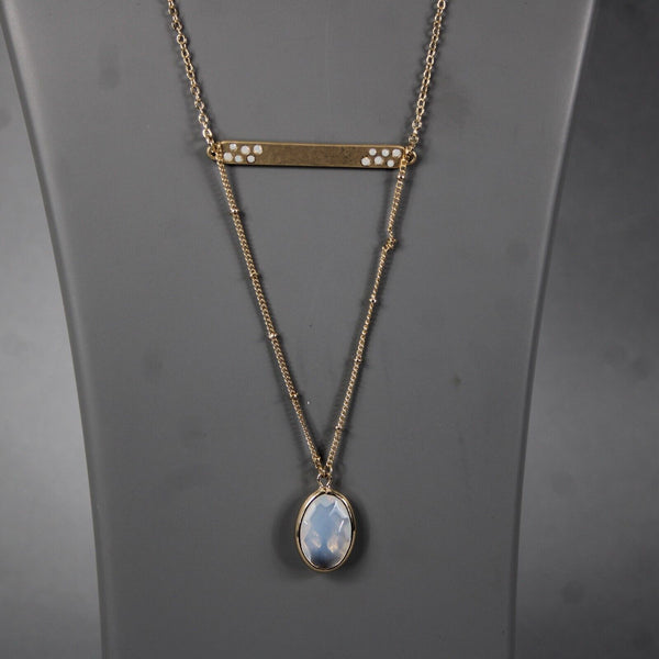 World Market NEW $15 Goldtone Clear Oval 18" Necklace