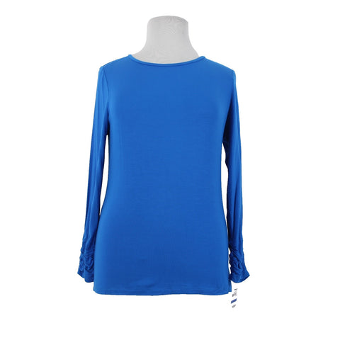 Alfani Top NEW Knits Sz XL Blue Crest Fitted Long Sleeve Rayon Spandex Top
