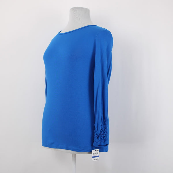 Alfani Top NEW Knits Sz XL Blue Crest Fitted Long Sleeve Rayon Spandex Top