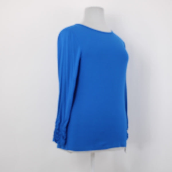 Alfani Top NEW Knits Sz XL Blue Crest Fitted Long Sleeve Rayon Spandex Top