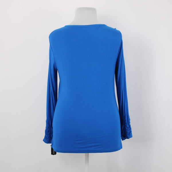 Alfani Top NEW Knits Sz XL Blue Crest Fitted Long Sleeve Rayon Spandex Top
