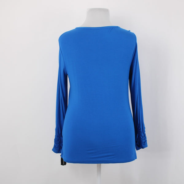 Alfani Top NEW Knits Sz XL Blue Crest Fitted Long Sleeve Rayon Spandex Top