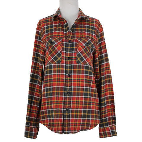 Denim Supply Ralph Lauren Sz SP Red Yellow Multi Color Collared 100% Cotton Top