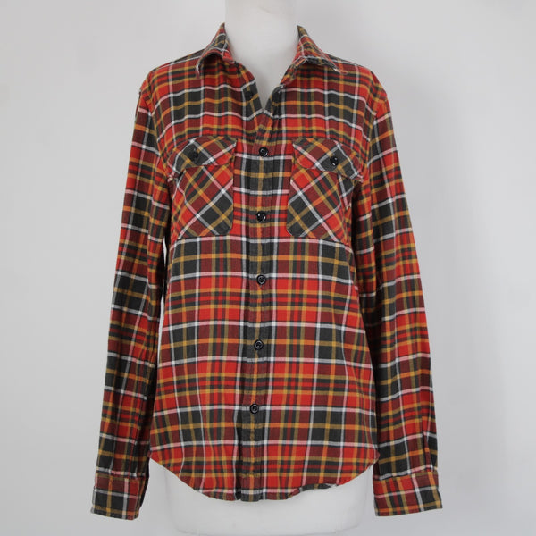 Denim Supply Ralph Lauren Sz SP Red Yellow Multi Color Collared 100% Cotton Top