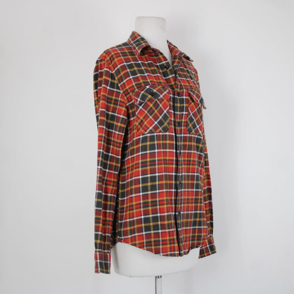 Denim Supply Ralph Lauren Sz SP Red Yellow Multi Color Collared 100% Cotton Top