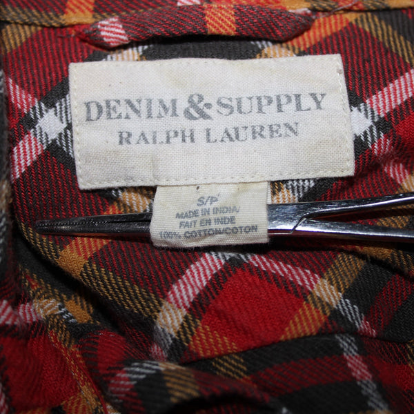 Denim Supply Ralph Lauren Sz SP Red Yellow Multi Color Collared 100% Cotton Top