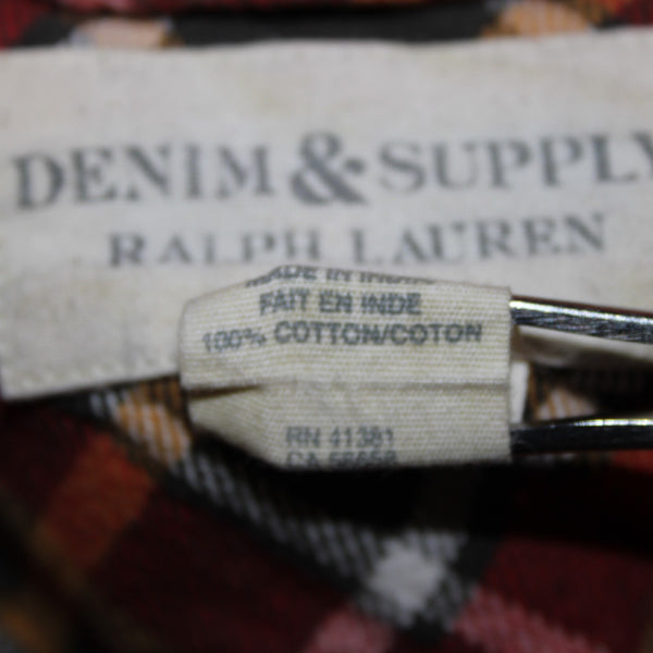 Denim Supply Ralph Lauren Sz SP Red Yellow Multi Color Collared 100% Cotton Top