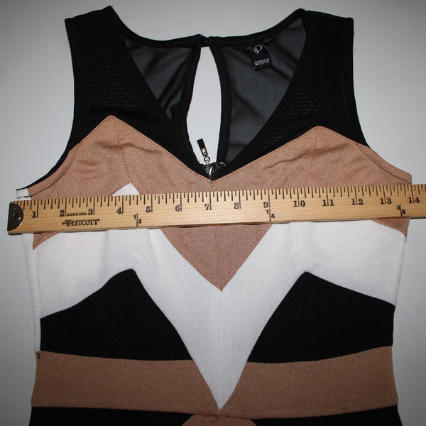 Windsor Sz S Black Brown White Sleeveless Polyester Spandex Body Con Dress