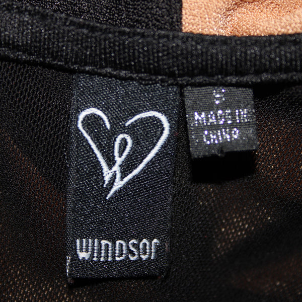 Windsor Sz S Black Brown White Sleeveless Polyester Spandex Body Con Dress