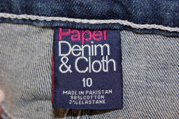 Paper Denim & Cloth Sz 10 Denim White Topstitch Cotton Blend Jeans