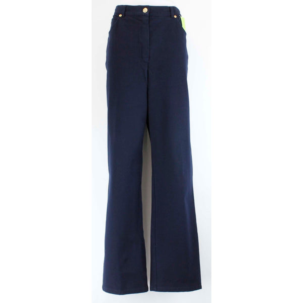 St John Sport 32 x 29.5 Navy Gold Hardware Cotton Blend Trouser Pant