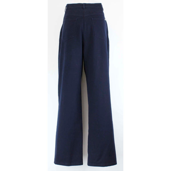 St John Sport 32 x 29.5 Navy Gold Hardware Cotton Blend Trouser Pant
