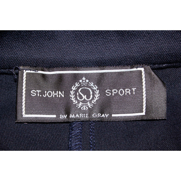 St John Sport 32 x 29.5 Navy Gold Hardware Cotton Blend Trouser Pant