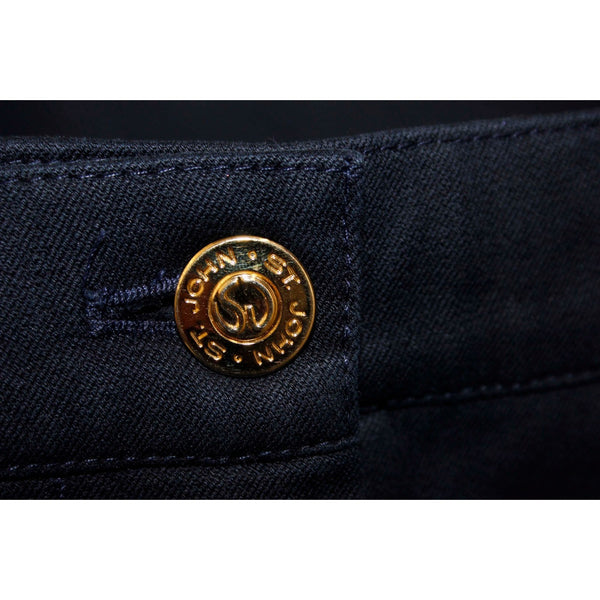 St John Sport 32 x 29.5 Navy Gold Hardware Cotton Blend Trouser Pant