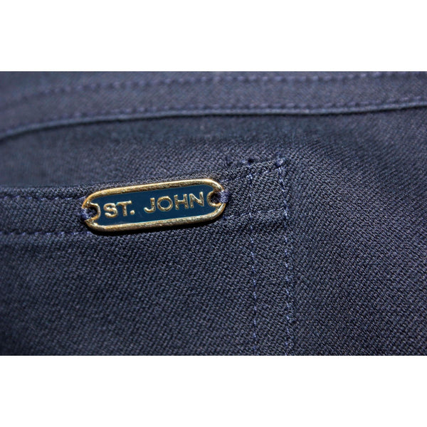 St John Sport 32 x 29.5 Navy Gold Hardware Cotton Blend Trouser Pant