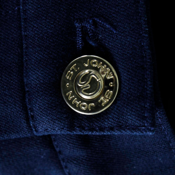 St John Sport 32 x 29.5 Navy Gold Hardware Cotton Blend Trouser Pant