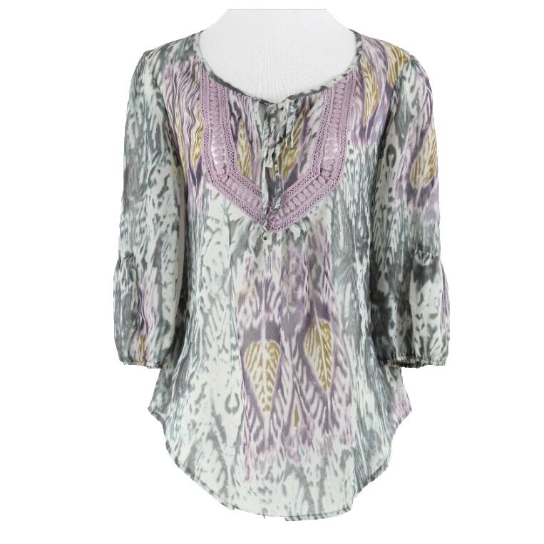 Marc Bouwer Sz XXS Gray Lavender Multi Lace Detail 100% Polyester Top