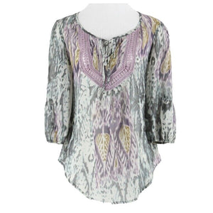 Marc Bouwer Sz XXS Gray Lavender Multi Lace Detail 100% Polyester Top