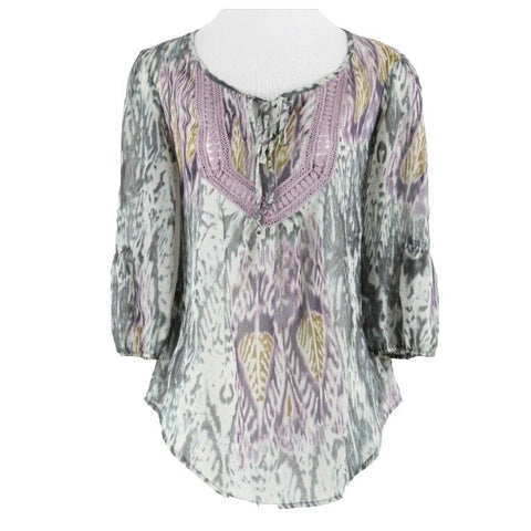 Marc Bouwer Sz XXS Gray Lavender Multi Lace Detail 100% Polyester Top