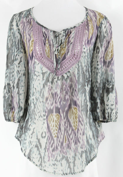 Marc Bouwer Sz XXS Gray Lavender Multi Lace Detail 100% Polyester Top