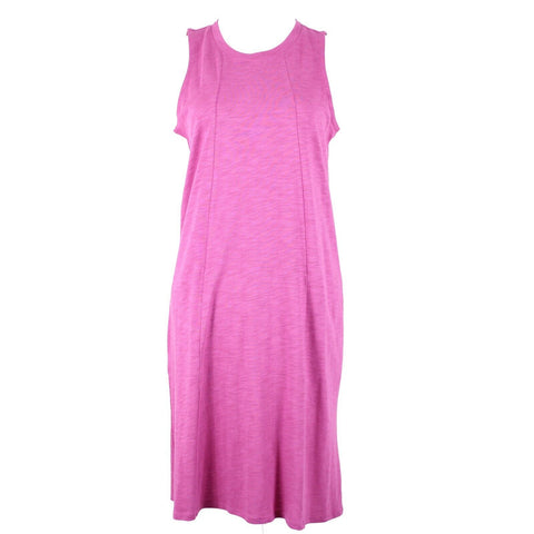 J Jill NEW $79 Sz S Dragonfruit Pink Flowy Pockets Tank Cotton Rayon Dress