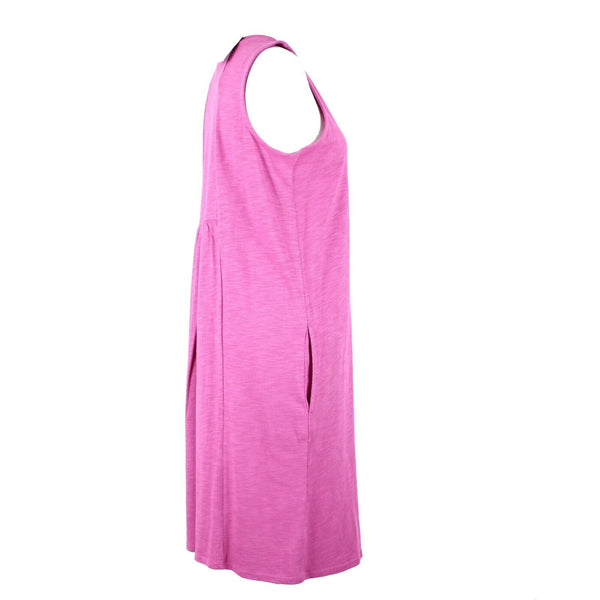 J Jill NEW $79 Sz S Dragonfruit Pink Flowy Pockets Tank Cotton Rayon Dress