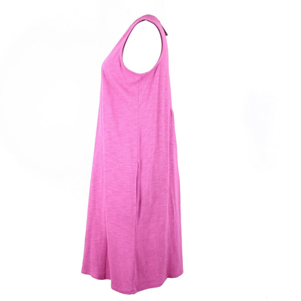 J Jill NEW $79 Sz S Dragonfruit Pink Flowy Pockets Tank Cotton Rayon Dress