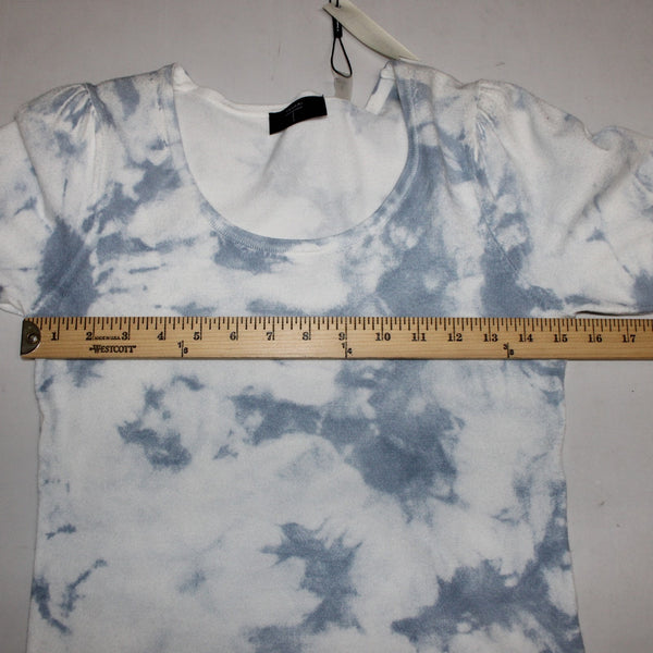 Tahari Top NEW $68 Sz S Blue White Tie Dye Short Sleeve Viscose Polyester Top