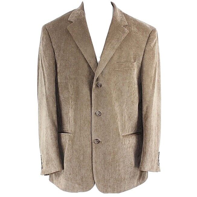 Andrew Fezza Sz 44R Tan Thin Wale Corduroy Polyester Nylon Spandex Blazer