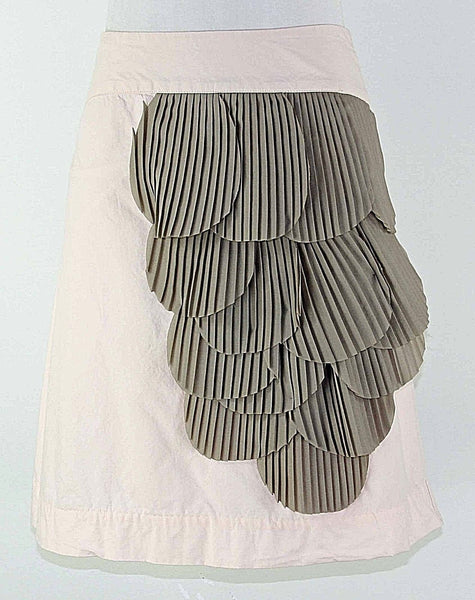 Floreat Sz 4 Pink Taupe Poly Pleated Petals Lined Cotton Straight Skirt