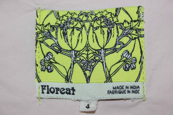 Floreat Sz 4 Pink Taupe Poly Pleated Petals Lined Cotton Straight Skirt