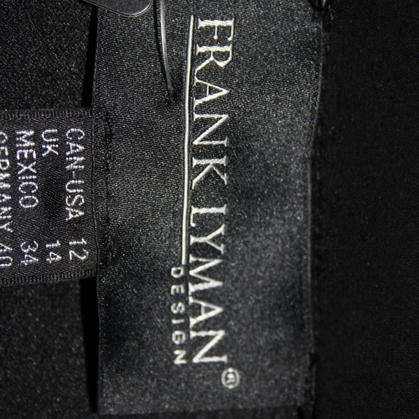 Frank Lyman NEW $260 Sz 12 Black Faux Pearl Faux Pockets Polyester Elastane Coat
