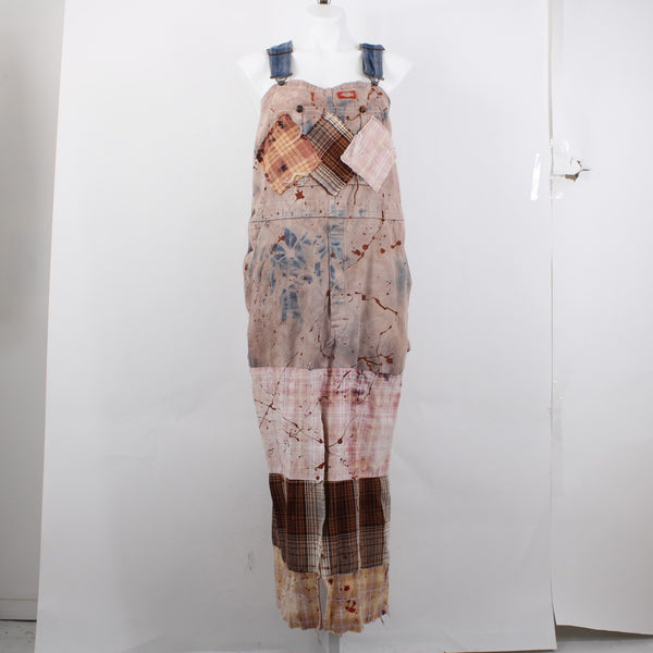 Tricia Fix Dress Dickies Sz S Pink Multi Color Overall Look 100% Repurpose Dress