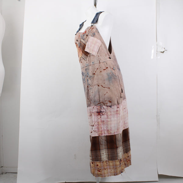 Tricia Fix Dress Dickies Sz S Pink Multi Color Overall Look 100% Repurpose Dress