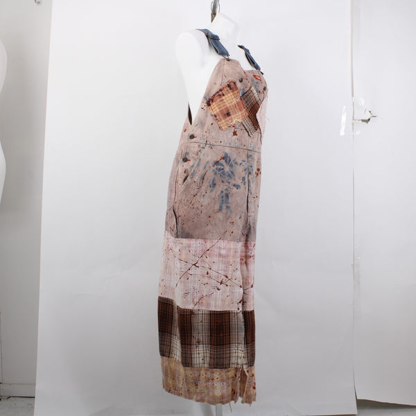 Tricia Fix Dress Dickies Sz S Pink Multi Color Overall Look 100% Repurpose Dress