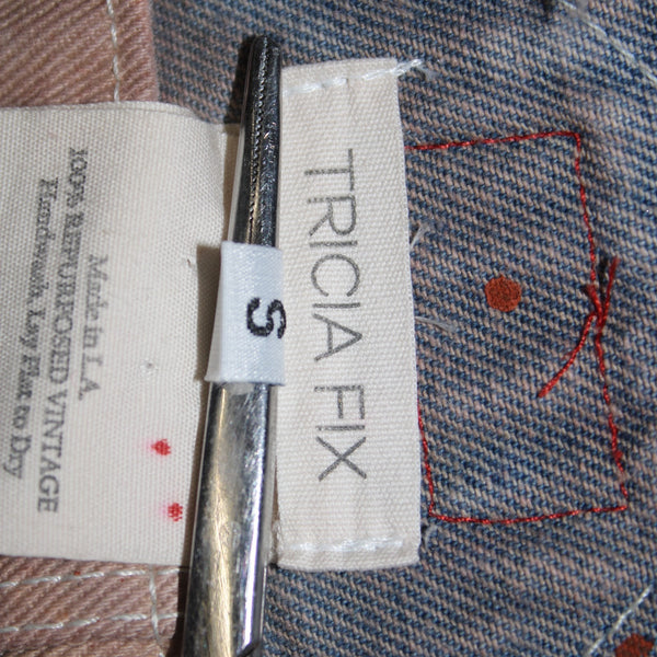 Tricia Fix Dress Dickies Sz S Pink Multi Color Overall Look 100% Repurpose Dress