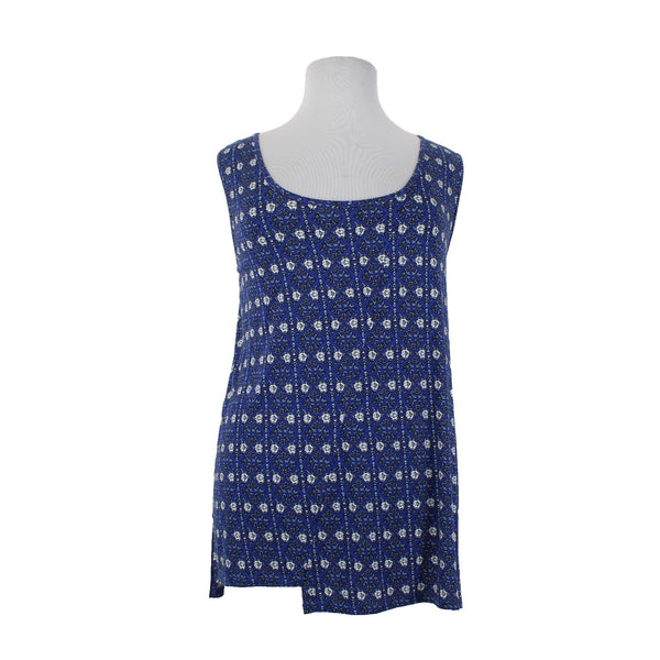 Philosophy Top NEW $58 Sz 3X Navy Blue White Printed Rayon Spandex Top