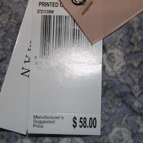 Philosophy Top NEW $58 Sz 3X Navy Blue White Printed Rayon Spandex Top