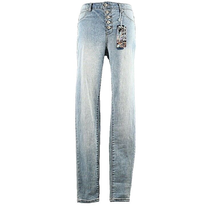 Tractor NEW Sz 9 x 33 Faded Blue Gold Button Fly Cotton Blend Skinny Jean