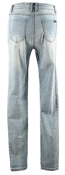 Tractor NEW Sz 9 x 33 Faded Blue Gold Button Fly Cotton Blend Skinny Jean