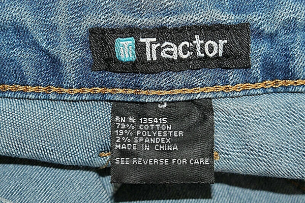 Tractor NEW Sz 9 x 33 Faded Blue Gold Button Fly Cotton Blend Skinny Jean