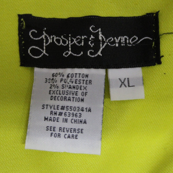 Prosper Devine Sz XL Lime Green Rhinestone 3/4 Slv Pckt Cotton Poly Spndx Jacket
