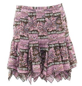 Betsy & Babs Sz 12 Brown Pink Gold Glitter Multi 100% Poly Asym Skirt