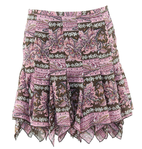 Betsy & Babs Sz 12 Brown Pink Gold Glitter Multi 100% Poly Asym Skirt